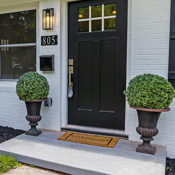 2 Pack 24.5inch Artificial Topiary Ball Plants, Faux Boxwood Ball in Pot, Fake Outdoor Plant for Front Door Decor, Home Decor, Garden, Wedding Decor-HomvellaHome