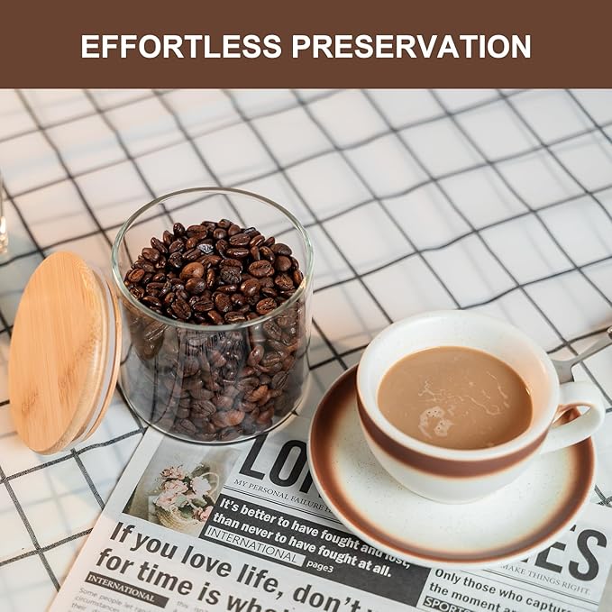 Glass Food Storage Jars 6-Pack - 4x4 in-Clear Glass Food Canisters with Bamboo Lid Airtight For Serving Tea, Coffee, Flour, Sugar, Candy, Cookie, Spice and More (Circular)-HomvellaHome