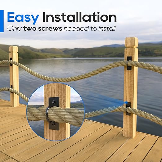 10Pack 2inch Rope Support Holder Drop Ring Brackets Stainless Steel Decorative for Hemp Rope Fencing Stair Deck Railing Ceiling Hook-HomvellaHome