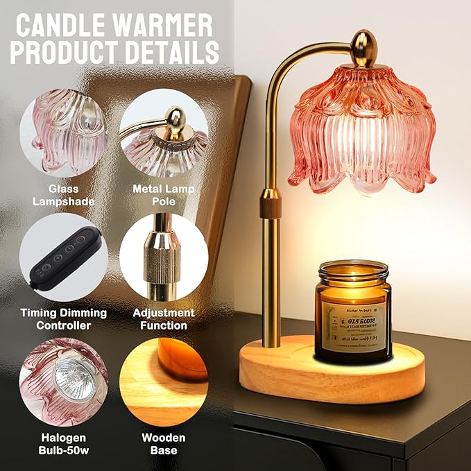 GEEZO Fragrance Candle Warmer Lamp，Electric Candle Warmer with Timer & Dimmer，Mom Christmas Birthday Gifts for Women, House Warming Gifts New Home Bedroom Decor-HomvellaHome