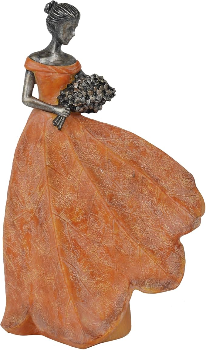 Guichifun Fairy Statue Collection Home Decoration - Orange Leaf Angel Girls Resin Fall Decor for Outside or Inside Rustic Garden Outdoor Yard Decorations Figurines Gift 7.5 x 4.5 x 11.5 Inch-HomvellaHome