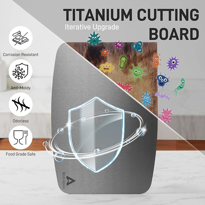 100% Pure Titanium Cutting Board, Non-Toxic Chopping Board For Kitchen, Rubber Mat, Double-Sided Pure Titanium Cutting Board for Kitchen (14"x10").-HomvellaHome