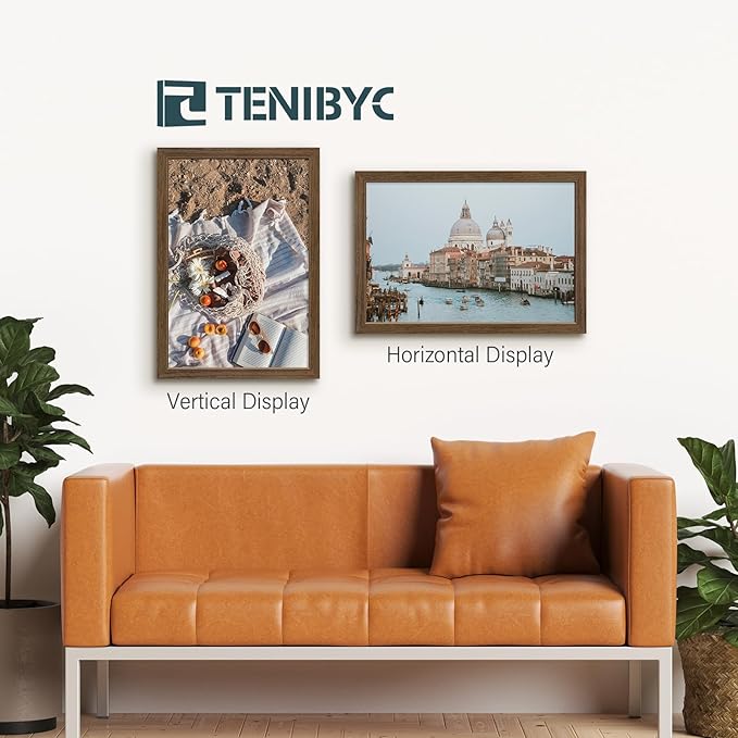 13x19 Picture Frame 3 Pack - Brown Woodgrain, Wood Photo Frame, HD Tempered Glass, Wall Gallery Poster Frame-HomvellaHome