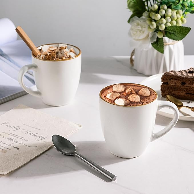 GBHOME Ceramic Coffee Mugs Set of 4, 12oz Stoneware Coffee Mugs Set For Dad Mom Women MEN, Light Weight Ceramic Coffee Cups for Latte/Tea/Beer/Hot Cocoa, Dishwasher & Microwave Safe-HomvellaHome