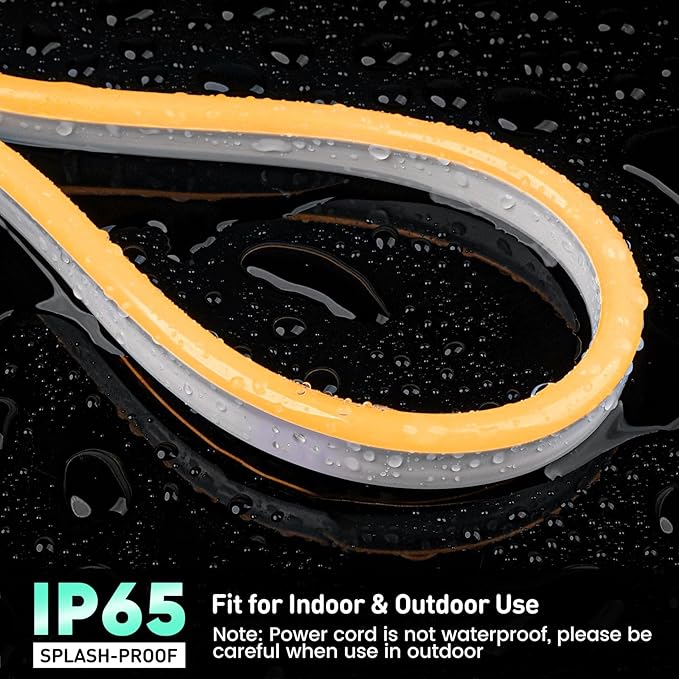 GZBtech Flexible LED Neon Rope Lights 50FT,AC 110-120V Waterproof Strip Light, 120 LEDs/M Cuttable Connectable Neon Lighting for Indoor Outdoor Home Decor/Commercial Building Use-Amber 15M-HomvellaHome