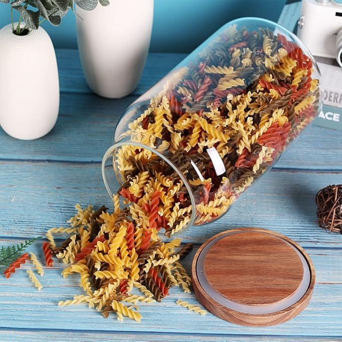 1 Gallon Glass Jar with Airtight Lid and Anti-Skid Bottom for Dry Food Storage-HomvellaHome