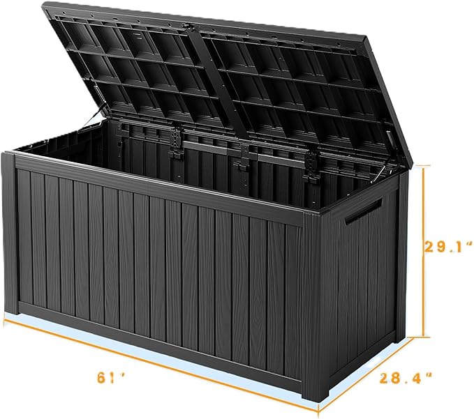 182 Gallon Deck Box Waterproof, UV Resistant Resin Outdoor Storage Box with Hydraulic Rod, Lockable Design and Enhanced Durability for Patio, Garden, and Poolside Use-HomvellaHome