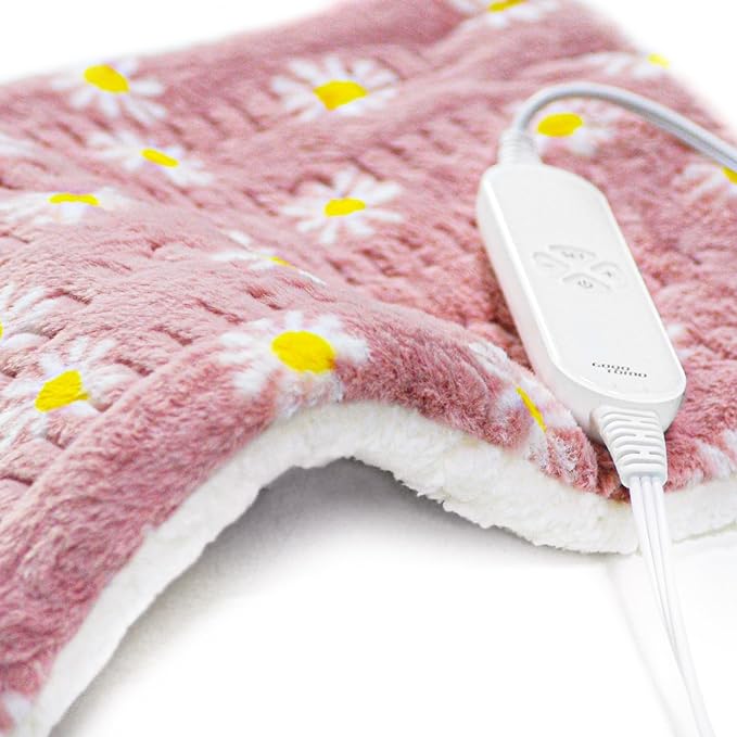 GOQOTOMO Flower Heating Pad for Back Pain Relief- 12" x 24"12 Heat Levels, 8 Timers Stay on, Machine Washable -F1224-HomvellaHome
