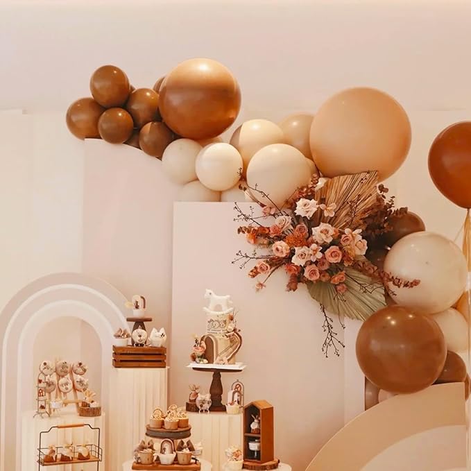 130pcs Coffee Brown Balloons Different Sizes 18" 12" 10" 5" Tan Latex Balloon Garland Arch Kit for Birthday Baby Shower Graduation Wedding Gender Reveal Anniversary Party Decorations-HomvellaHome