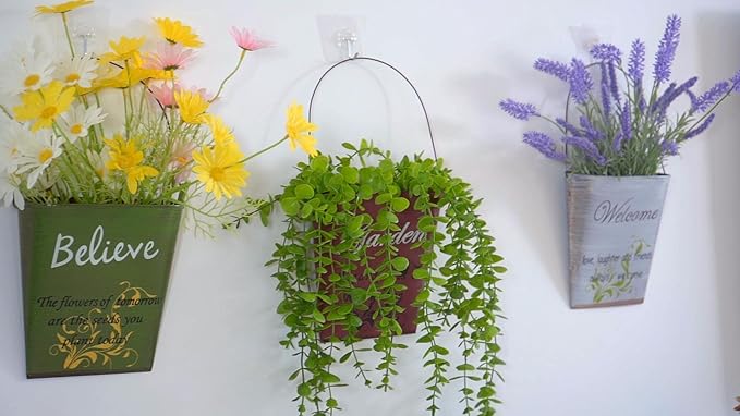 GDYOOSHOW 3Pcs 7.4" Tall Galvanized Metal Hanging Planter Rustic Wall Flower Bucket Echelon Wall Pot for Garden Balcony Indoor or Outdoor-HomvellaHome
