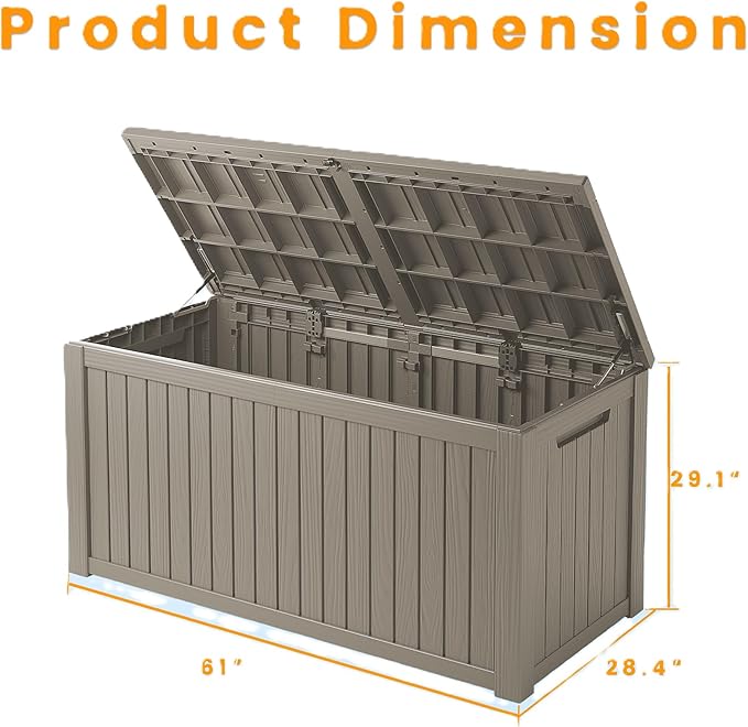 182 Gallon Deck Box Waterproof, UV Resistant Resin Outdoor Storage Box with Hydraulic Rod, Lockable Design and Enhanced Durability for Patio, Garden, and Poolside Use-HomvellaHome