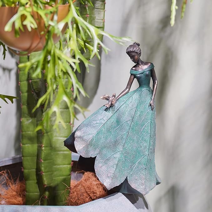 Guichifun Fairy Statue Collection Home Decoration - Leaf Angel Girls Resin Home Garden Decor for Outside or Inside Rustic Fairy Garden Outdoor Yard Figurines Gifts for Women 8.5 x 5.25 x 12 Inch-HomvellaHome