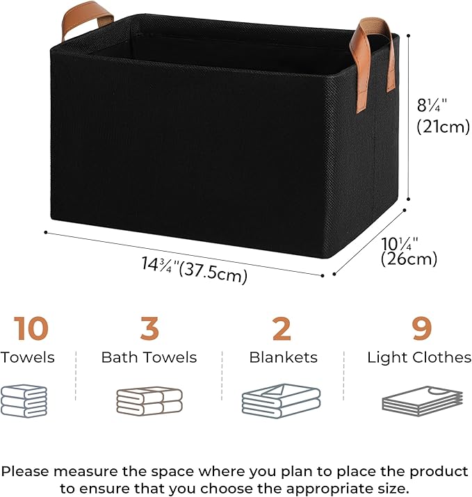 GRANNY SAYS Storage Baskets for Shelves, Closet Organizer Bins, Clothes Storage Bins with Metal Frame, Large Baskets for Organizing and Storage, Collapsible, Black, 2-Pack-HomvellaHome