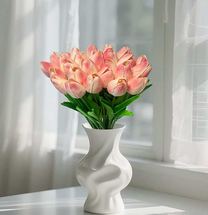15pcs Real Touch Tulips PU Artificial Flowers Fake Tulips Flowers for Arrangement Wedding Party Easter Spring Home Dining Room Office Decoration-HomvellaHome