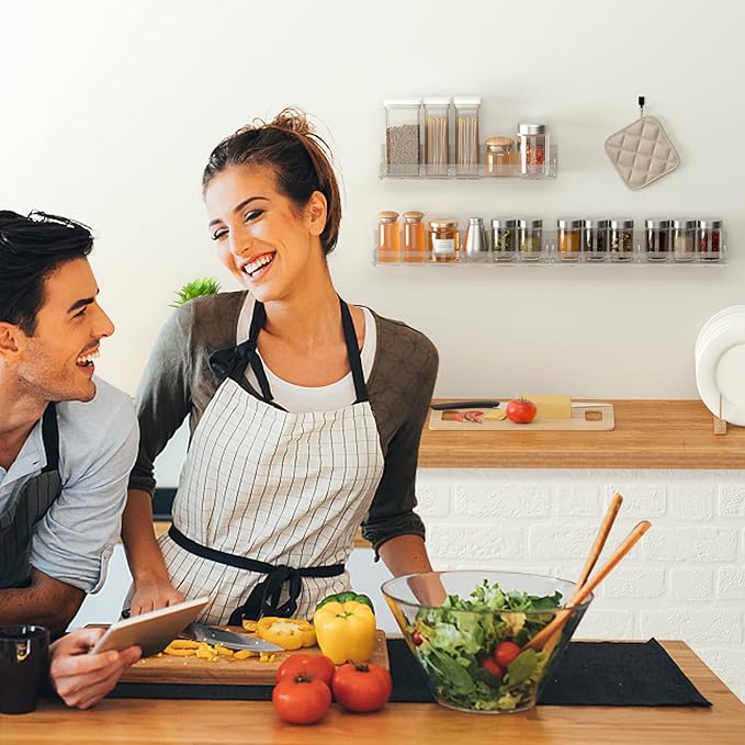 15 Inch Acrylic Spice Rack Wall Organizer Set of 3, Clear Acrylic Wall Shelf for Home Organizer, Floating Shelf for Bottle Display, Jars, Spice, Wine, Books, Toiletries-HomvellaHome