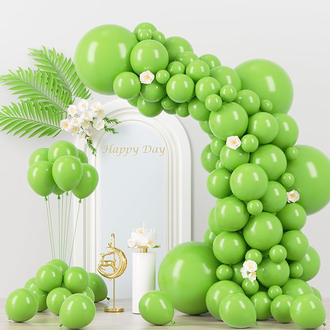 130pcs Lime Green Balloons Different Sizes 18" 12" 10" 5" Light Green Balloons for Birthday Dinosaur Baby Shower St. Patrick's Day Summer Jungle Forest Safari Party Decorations-HomvellaHome