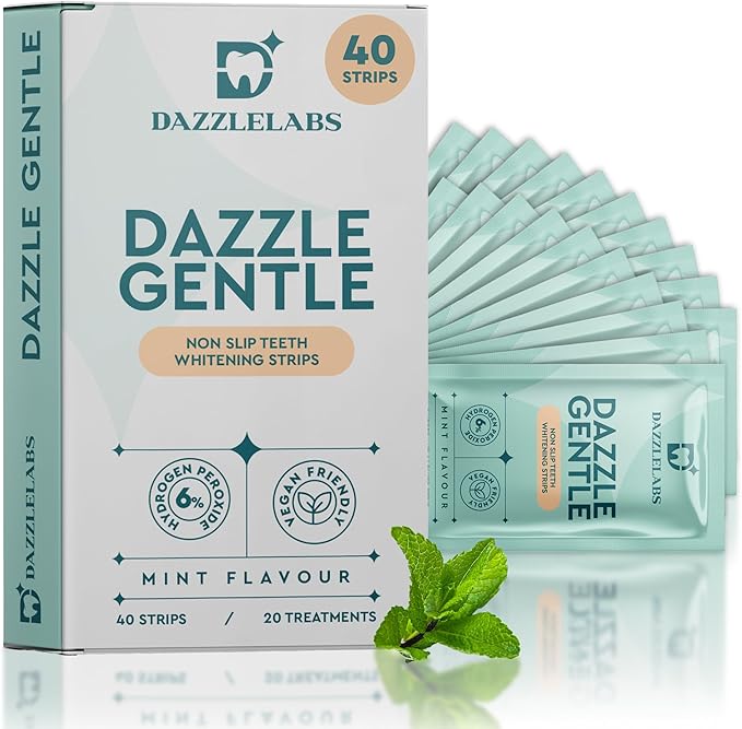 Gentle Teeth Whitening Strips - 20 Pack | Mint Flavor | 6% Hydrogen Peroxide | Sensitive Tooth Stain Remover & Whitener Treatment | Rapid Home Kit for Fast, Professional & Whiter Results-HomvellaHome