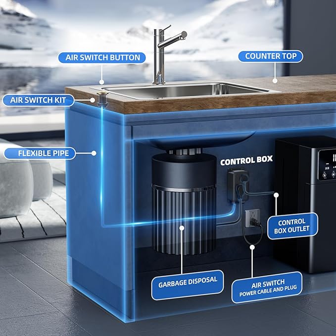 Garbage Disposal Air Switch Kit -Professional- Dual Outlet, Sink Top Waste Disposer On/Off, Garbage Disposal Button, UL Listed-HomvellaHome