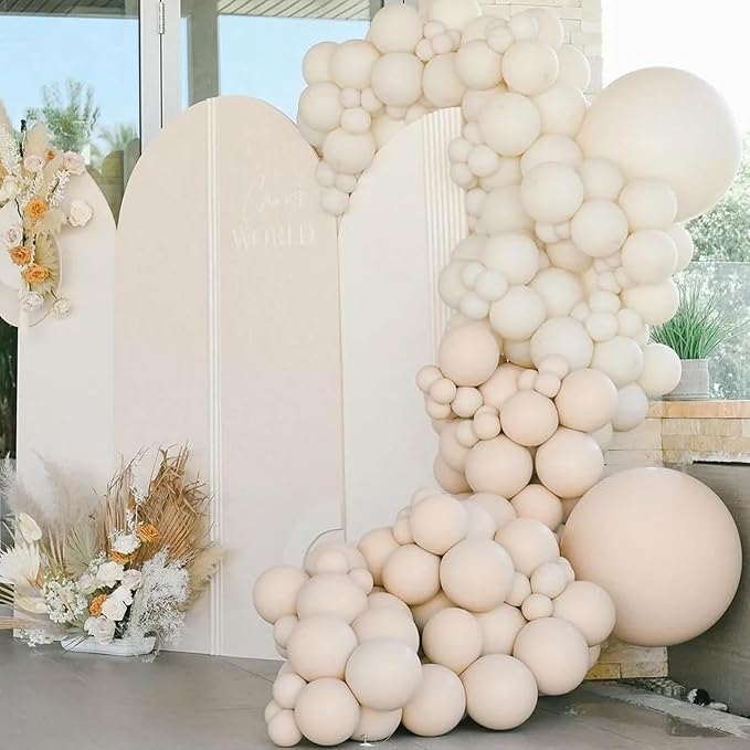 130pcs White Sand Balloons Different Sizes 18" 12" 10" 5" Off White Party Latex Balloons for Birthday Baby Shower Graduation Wedding Gender Reveal Anniversary Party Decorations-HomvellaHome