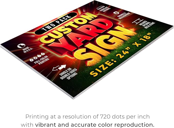 2 Pack 24"x18" Custom Yard Signs with Stakes, Personalized Yard Signs for Outdoors, Customized Full Color Print Corrugated Signs for Business-HomvellaHome