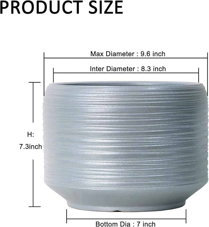 10 Inch Ceramic Plant Pot with Drainage – Large Flower Pot for Indoor Outdoor Plants, Modern Decorative Planter for Patio, Balcony, Garden, or Home Decor-HomvellaHome