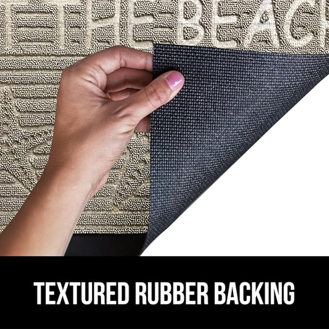 GORILLA GRIP 100% Waterproof All-Season WeatherMax Doormat, 47x35, US Designed Natural Rubber, Stain and Fade Resistant, Low Profile Indoor Outdoor Door Mats, Easy Clean Patio Mat, Sand Beach-HomvellaHome