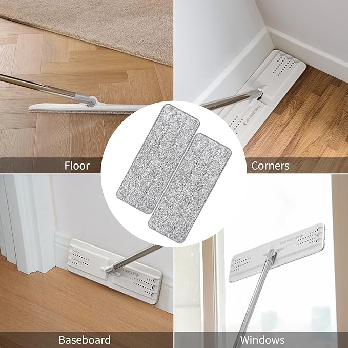 10Pcs Joymoop Mop Replacement Pads, 13 * 4.9'' Universal Mop Pads Mop Head Refills Washable Wet Mop, Compatible with Most 11-13” Size Mops，-HomvellaHome