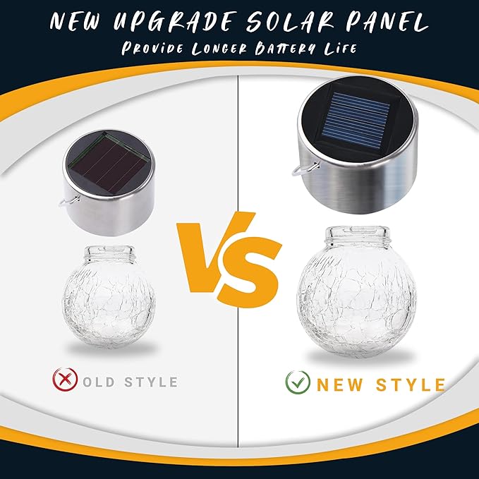 GIGALUMI 24 Pack Solar Outdoor Lights, Solar Hanging Lights for Christmas Decoration-Cracked Glass Solar Lights Outdoor Waterproof for Garden, Yard, Fence, Tree(Cold White)-HomvellaHome