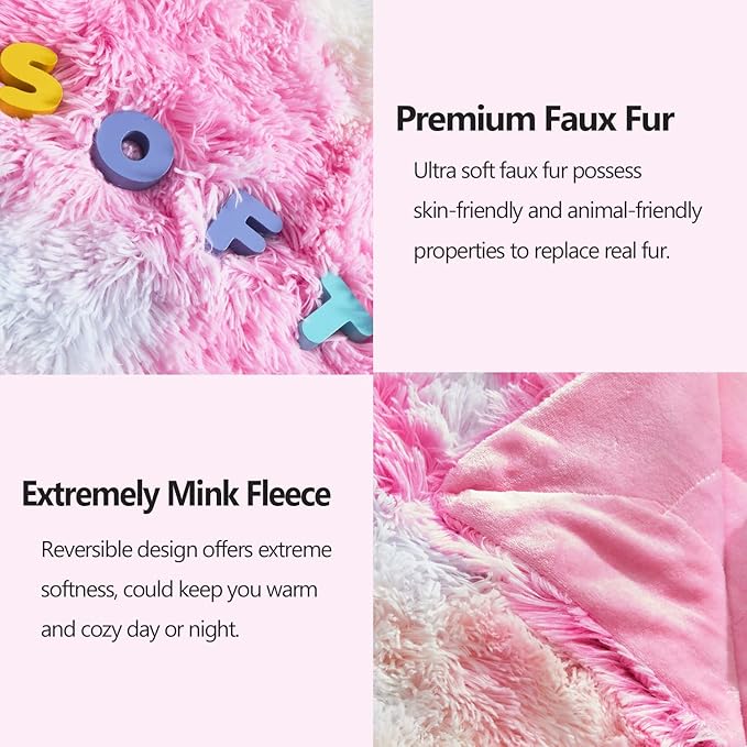 GONAAP Fuzzy Faux Fur Throw Blanket Twin Size Tie-dye Rainbow Super Soft Cozy Plush Fuzzy Shaggy Blanket for Couch Sofa Bed (Tie-dye Rainbow, Twin(60"x80"))-HomvellaHome
