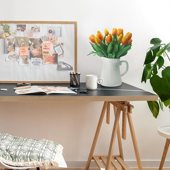 15pcs Artificial Tulips Flowers, Fake Tulips Real Touch, Faux Latex Bouquets, for Party Wedding Home Room Decoration (Orange)-HomvellaHome