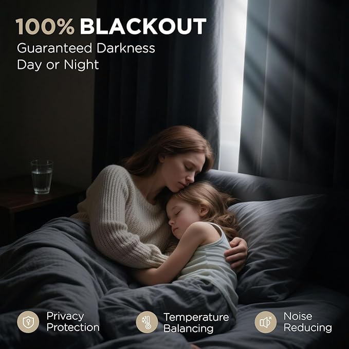 Joydeco Pinch Pleated Linen Curtains Darkening Drapes for Bedroom, 100% Blackout Drapes 96 inches Long 2 Panels Heat Blocking Curtains(Ecru,40'' Wx96'' L)-HomvellaHome