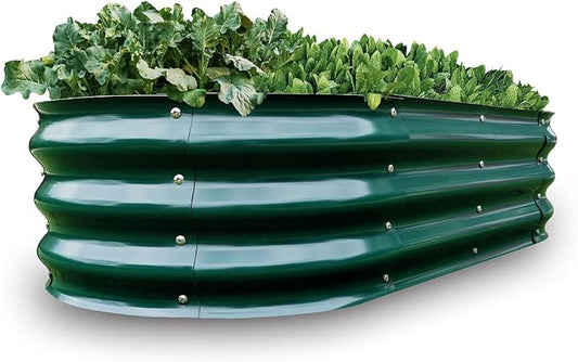 Gardmax Galvanized Raised Garden Bed, Lightweight Planter Boxes Outdoor with Easy Assembly, Large Garden Bed for Vegetables, Fruits, Flower Dark Green 8FT-HomvellaHome