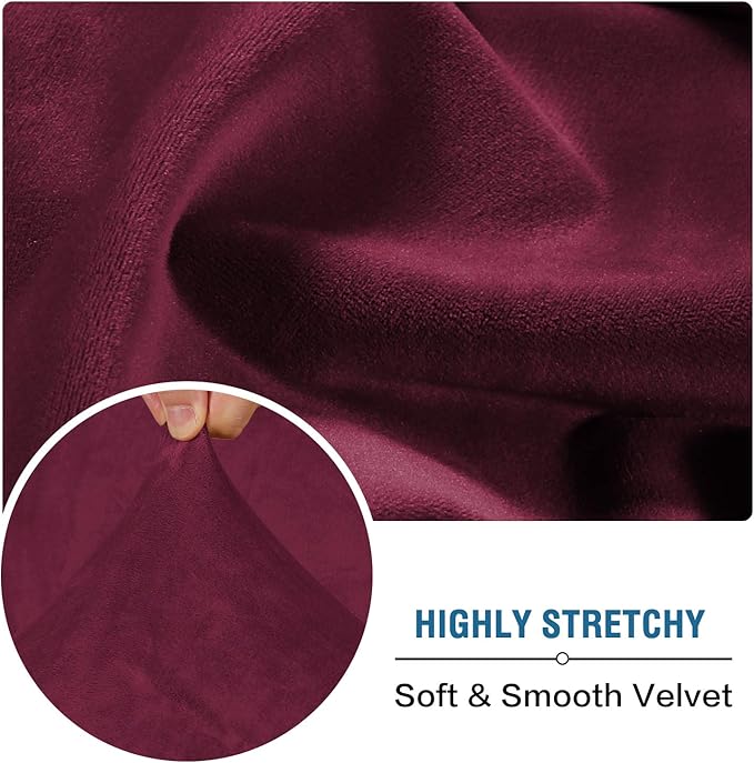 H.VERSAILTEX Velvet Stretch Couch Cushion Cover Plush Cushion Slipcover for Chair Cushion Furniture Protector Seat Cushion Sofa Cover (1 Piece Armchair Cushion Covers, Burgundy)-HomvellaHome