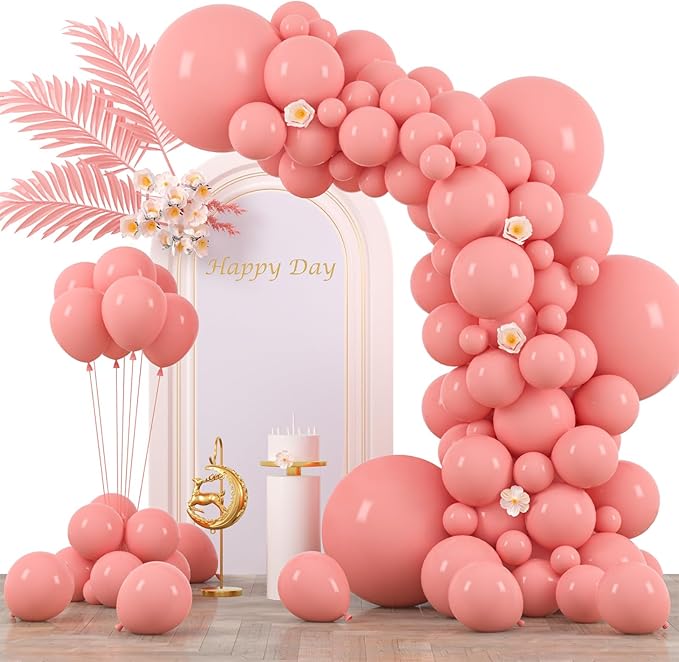 130pcs Retro Pink Balloons Different Sizes 18" 12" 10" 5" Blush Pink Latex Balloon Garland Arch Kit for Birthday Baby Shower Valentine's Day Wedding Anniversary Party Decorations-HomvellaHome