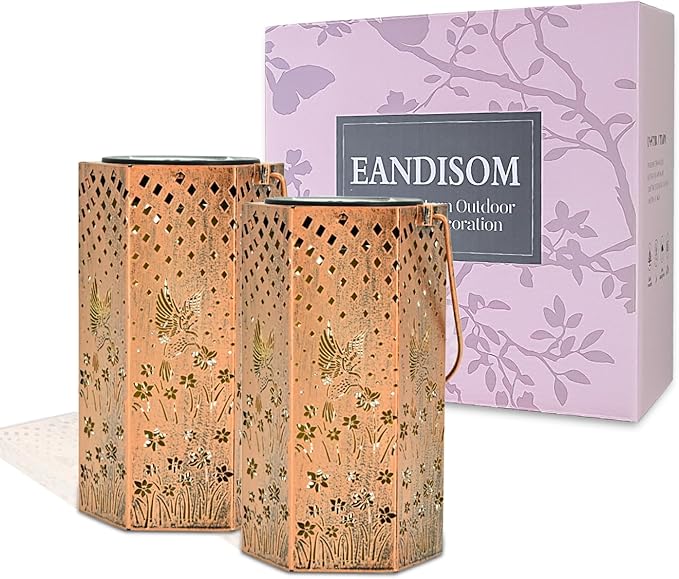 2 Pack Hummingbird Solar Lanterns Outdoor Waterproof - Birthday Gifts for Women, Men, Mom, Solar Lights Outdoor Hanging Garden Decor for Outside, Patio, Outdoor, Yard, Lawn, Balcony-HomvellaHome