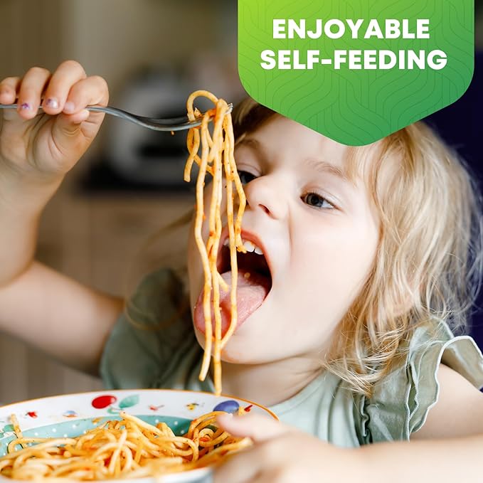 12 Pieces Toddler Utensils, Kids Stainless Steel Silverware Set - 6pcs Forks and 6pcs Spoon, Cute Children Flatware Sets with Mirror Polished, Self Feeding Safe, Dishwasher Safe-HomvellaHome