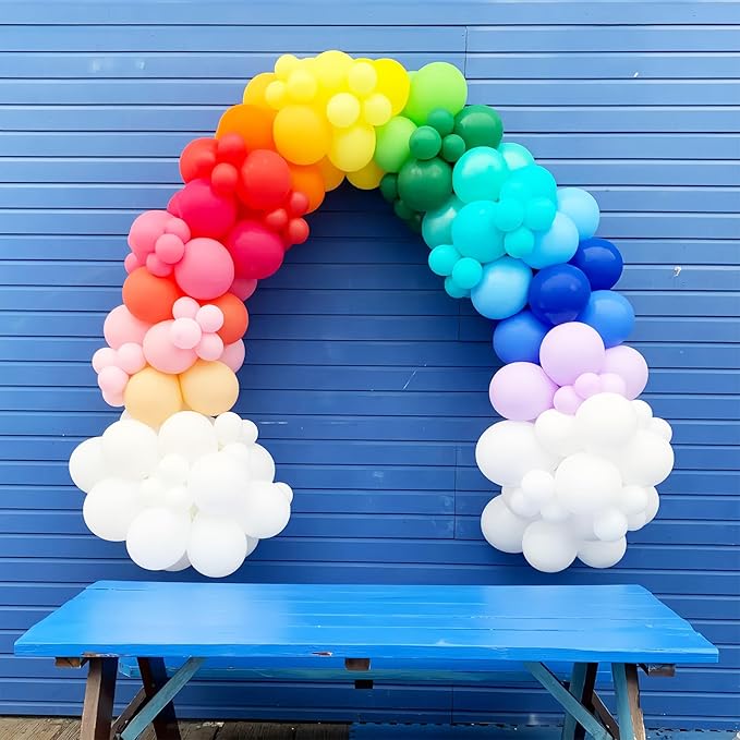 134pcs Rainbow Balloon Arch Kit Different Sizes 18" 12" 10" 5" Assorted Color Latex Balloon Garland Arch Kit for Birthday Baby Shower Graduation Wedding Gender Reveal Party Decorations-HomvellaHome