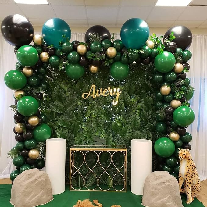 130pcs Dark Green Balloons Different Sizes 18" 12" 10" 5" Hunter Green Balloons for Birthday Dinosaur Baby Shower St. Patrick's Day Summer Jungle Forest Safari Party Decorations-HomvellaHome