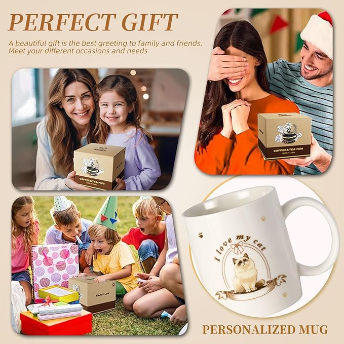 12Oz Cute Ragdoll Cat White Ceramic Mug, Mug for Daily Coffee and Tea, Lead-free Microwave and Dishwasher Safe Coffee Mug, Perfect gifts for Cat Lovers-HomvellaHome