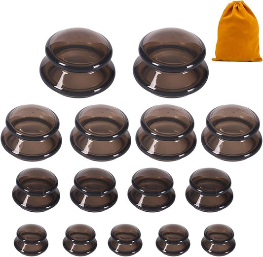 15Pcs Cupping Therapy Set-Professional Silicone Cupping, Suitable for Facial Body Massage/Deep Myofascial Release/Pain Relief/Muscle Relaxation & More (Black,15pcs)-HomvellaHome
