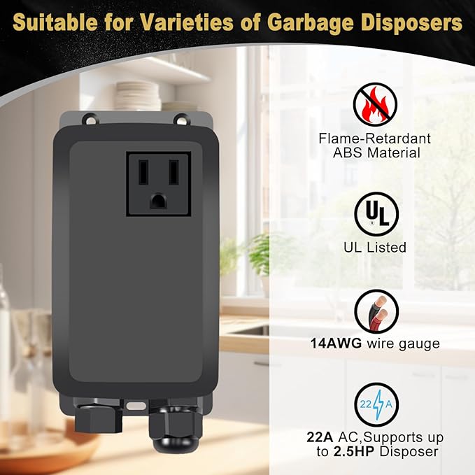 Garbage Disposal Air Switch Kit, Garbage Disposal Button, Sink Top Waste Disposer On/Off Switch, Matte Black (Stainless Steel Cover), UL Listed Air Switch Compatible with All Garbage Disposals-HomvellaHome