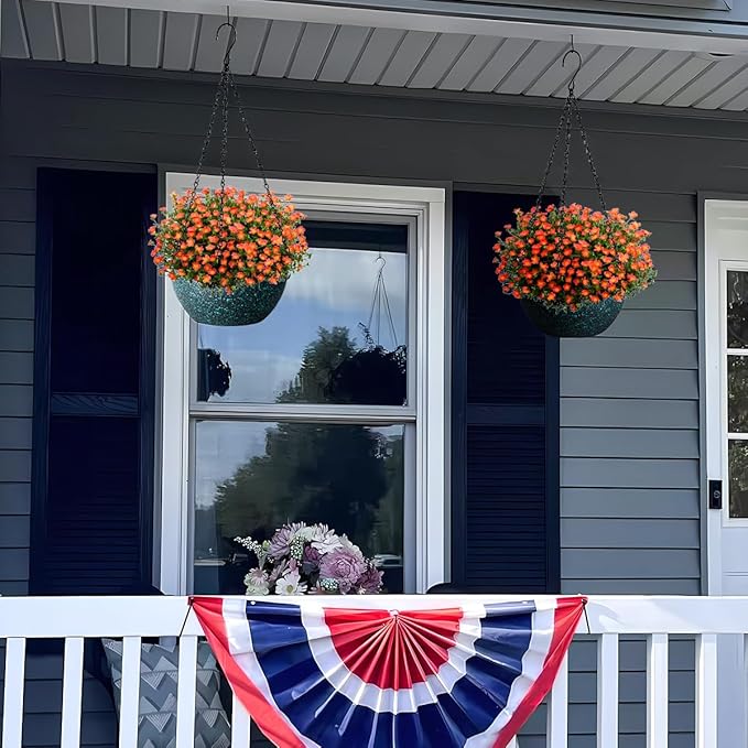 10 inch Hanging Planters for Indoor Plants, 2 Pack Planters for Outdoor Plants with Drainage Holes and Chain, Round Plastic Hanging Baskets, Hanging Flower Pots for Balcony Garden Decor-Black Speckle-HomvellaHome