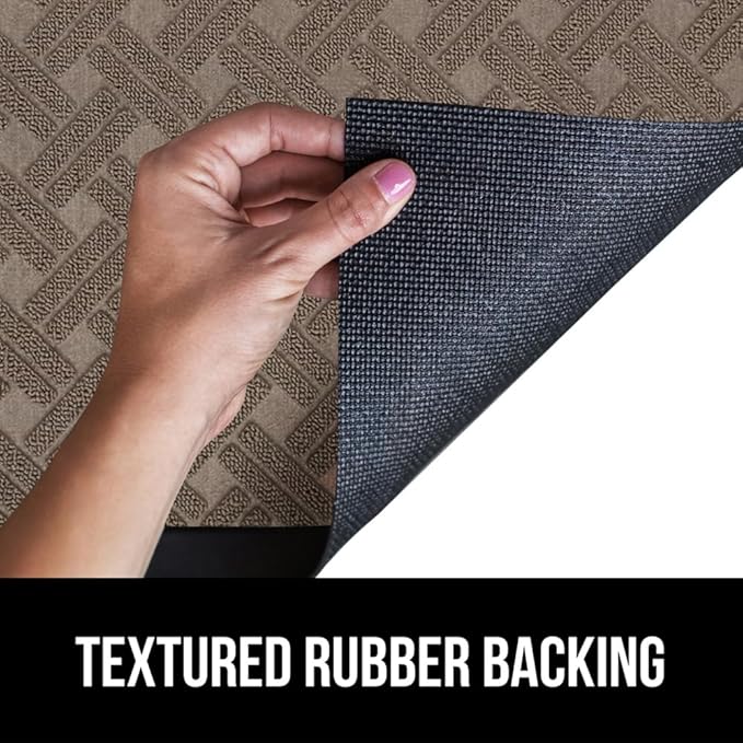 GORILLA GRIP 100% Waterproof All-Season WeatherMax Doormat, US Designed Natural Rubber, Stain and Fade Resistant, Low Profile Indoor Outdoor Door Mats, Easy Clean Patio Mat, 17x29, Taupe Basket Weave-HomvellaHome