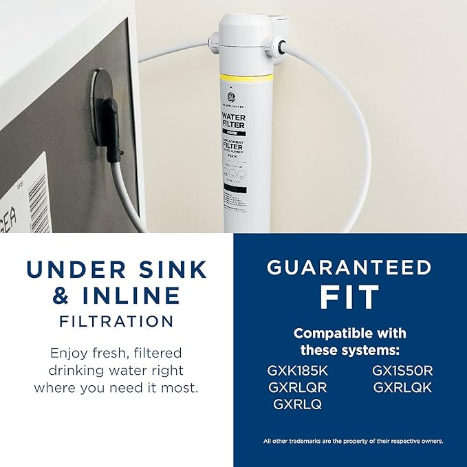 GE FQK1K Under Sink Water Filter | Replacement for Water Filtration System | Easy Install | Reduces Sediment, Rust & Other Impurities from Water | Replace Every 6 Months for Best Results | 1 Filter-HomvellaHome