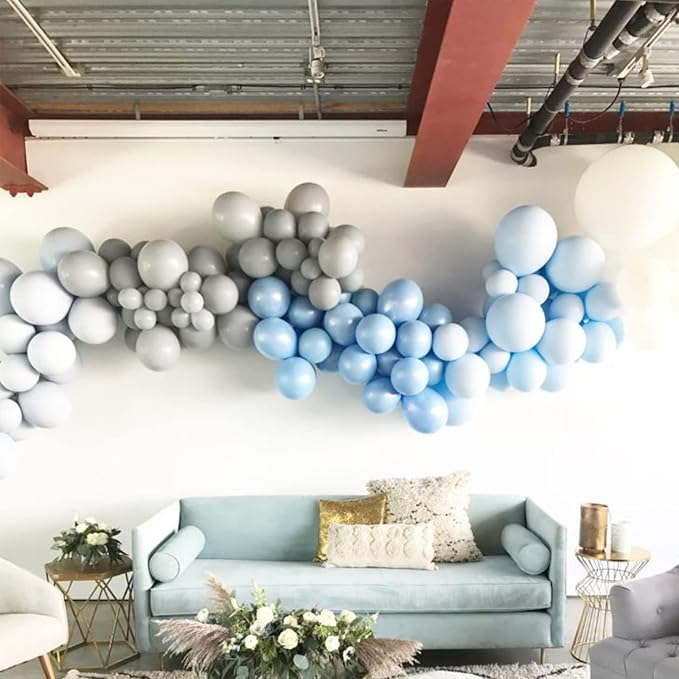 130pcs Gray Balloons Different Sizes 18" 12" 10" 5" Pastel Gray Balloons for Boys Girls Birthday Baby Shower Gender Reveal Wedding Decorations-HomvellaHome