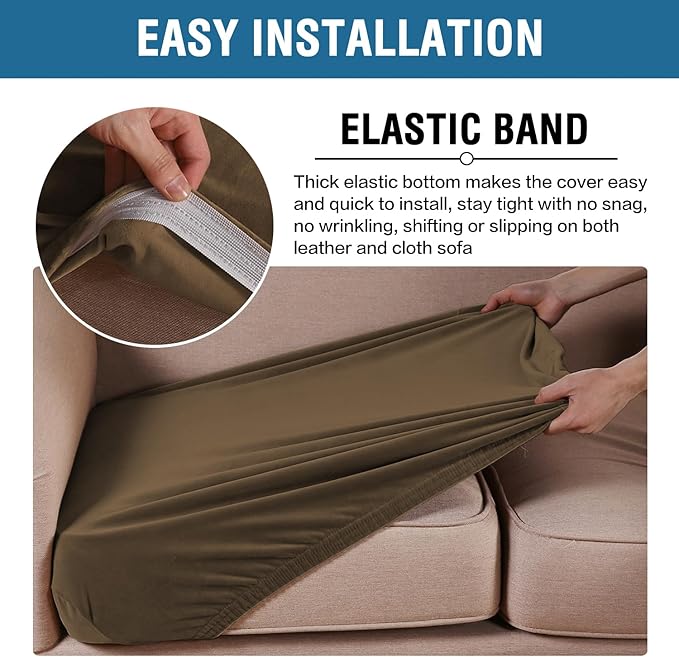 H.VERSAILTEX Velvet Stretch Couch Cushion Cover Plush Cushion Slipcover for Chair Cushion Furniture Protector Seat Cushion Sofa Cover (1 Piece Armchair Cushion Covers, Bronze Brown)-HomvellaHome