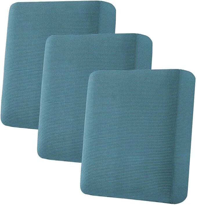 H.VERSAILTEX Super Stretch Individual Seat Sofa Covers Couch Slipcover Sets Thick Jacquard Textured Twill Fabric (3 Piece Sofa Cushion Covers, Storm Blue)-HomvellaHome