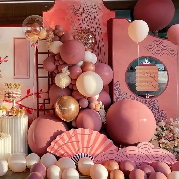 130pcs Retro Pink Balloons Different Sizes 18" 12" 10" 5" Blush Pink Latex Balloon Garland Arch Kit for Birthday Baby Shower Valentine's Day Wedding Anniversary Party Decorations-HomvellaHome