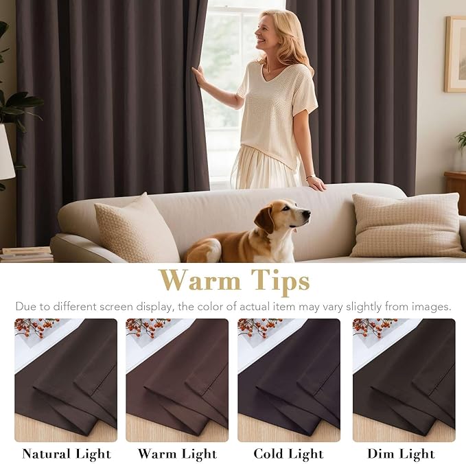 H.VERSAILTEX Blackout Curtains for Bedroom Thermal Insulated Room Darkening Living Room Curtains 72 Inch Long Grommet Privacy Protection Window Curtain Panels/Drapes, 2 Panels, Chocolate Brown-HomvellaHome