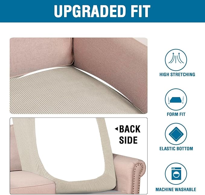 H.VERSAILTEX Super Stretch Individual Chaise Cover Sectional Couch Covers for L Shaped Sofa Both Left/Right Featuring Thick Jacquard Textured Twill Fabric (1 Piece Chaise Cover, Island Fossi)-HomvellaHome